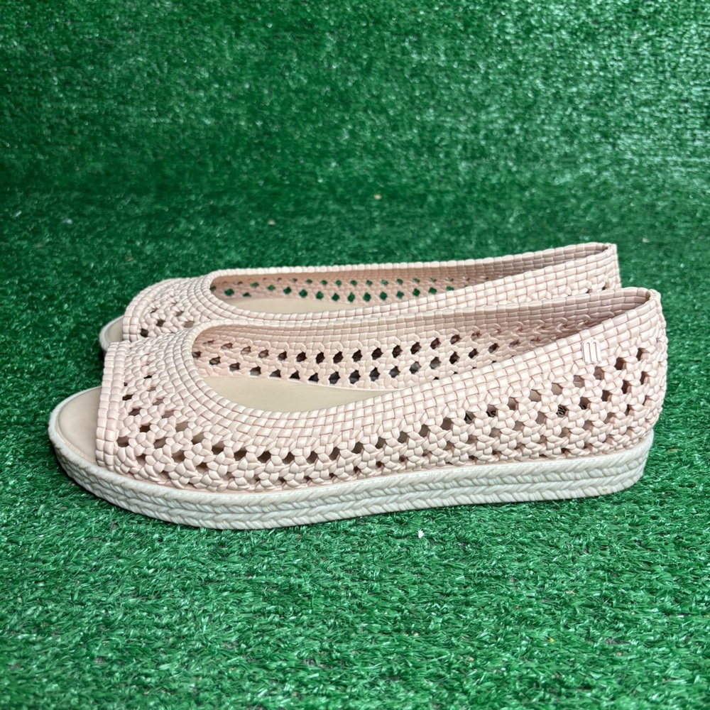 Melissa Blush Pink Crochet Peep-Toe Platform Sandals - Picture 3 of 13